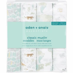 Aden + Anais™ Essential S Fular De Muselina De Algodón 4 Paquetes Voyage -Tienda De Cuidado Del Bebé aden anais essential s fular de muselina de algodon 4 paquetes voyage a390102 2