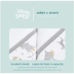 Aden + Anais™ Essential S Hooded Towel Dumbo New Heights 2-pack -Tienda De Cuidado Del Bebé aden anais essential s hooded towel dumbo new heights 2 pack a378456 3