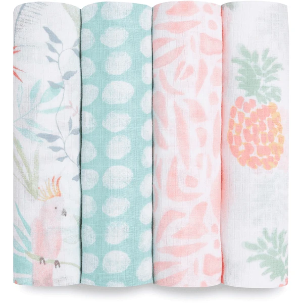 Aden + Anais™ Essential S Pucktuch Tropical Ia 4-pack 3 Aden + Anais™ Essential S Pucktuch Tropical Ia 4-pack