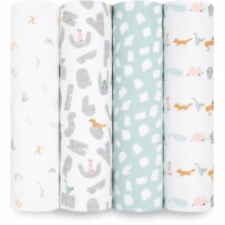 Aden + Anais™ Paño Multiusos Essentials Pucktuch 4-pack Alphabet Animals