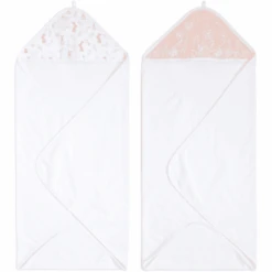Aden +anais™ Toalla De Baño Con Capucha 2-Pack Blush Ing Bunnies