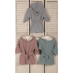 Albornoz De Muselina De La Colección Be Be 's Gris -Tienda De Cuidado Del Bebé albornoz de muselina de la coleccion be be s gris a325007 4