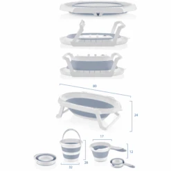 BabyJem Set De Bañera Plegable 3 Piezas, Azul -Tienda De Cuidado Del Bebé babyjem set de banera plegable 3 piezas azul a375734 4