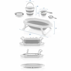 BabyJem Set De Bañera Plegable 3 Piezas, Gris -Tienda De Cuidado Del Bebé babyjem set de banera plegable 3 piezas gris a375732 4