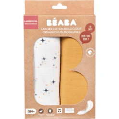 BEABA ® Juego De 2 Paños Para Eructar Amarillo Miel / Noche Estrellada 120 X 120 Cm -Tienda De Cuidado Del Bebé beaba juego de 2 panos para eructar amarillo miel noche estrellada 120 x 120 cm a365392 4