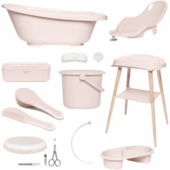 Bébé-jou ® Bañera Set Babycare Sense LED Edition Plus Mellow Rose 9 Piezas