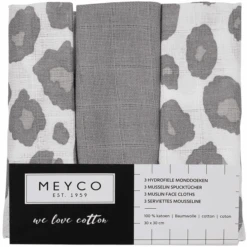 Meyco Paquete De 3 Paños Para Eructar Panter Neutro / Gris 30 X 30 Cm -Tienda De Cuidado Del Bebé meyco paquete de 3 panos para eructar panter neutro gris 30 x 30 cm a363827 4