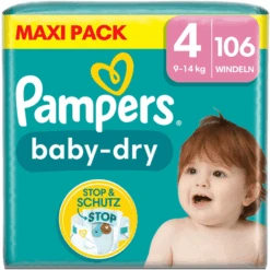 Tienda De Cuidado Del Bebé 33 Pampers® Pampers Pañales Baby-Dry, Talla 4, 9-14kg, Maxi Pack (1 X 106 Pañales)