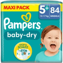 Pampers® Pampers Pañales Baby-Dry, Talla 5+, 12-17 Kg, Maxi Pack (1 X 84 Pañales)