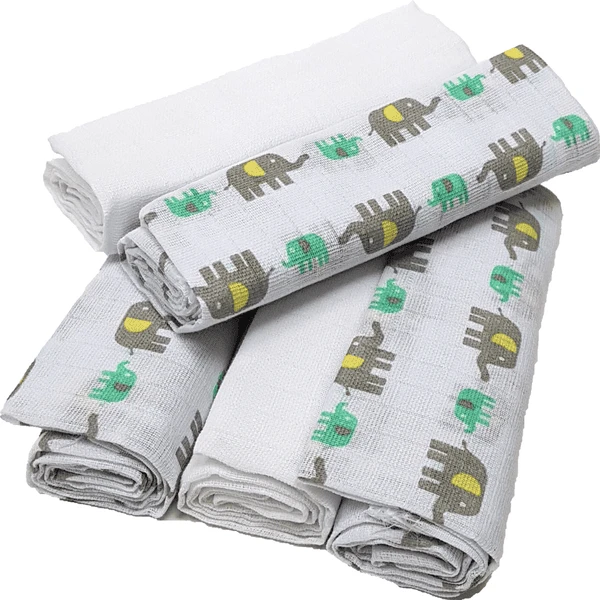 Paños De Gasa HÜTTE & CO Gris Elefante-verde 5er-Pack 3 Paños De Gasa HÜTTE & CO Gris Elefante-verde 5er-Pack