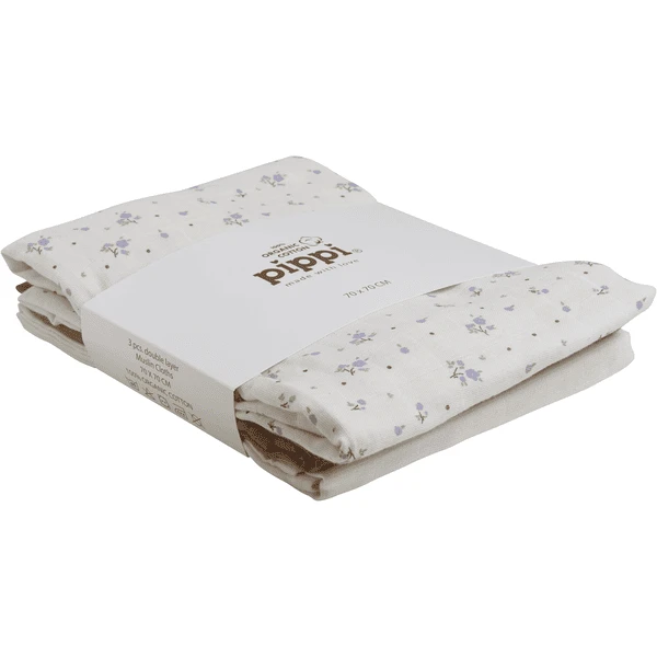 Pippi Paquete De 3 Toallitas De Muselina Lavanda 4 Pippi Paquete De 3 Toallitas De Muselina Lavanda - Imagen 2