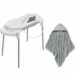 Rotho Babydesign Rotho Baby Design Baño Station TOP Xtra Blanco + Toalla Con Capucha Stone Gris Gratis