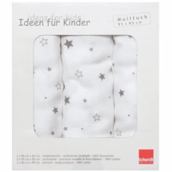 Schardt Paquete De 3 Estrellas De Paño Mull Gris