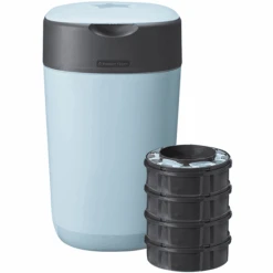 Tommee Tippee Twist & Click Advanced Cubo Para Pañales Con 4 Cassettes Con Película Antibacteriana Green Azul